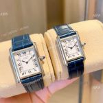 New Cartier Must de Cartier Tank Vermeil Watches Quartz Blue Leather Strap